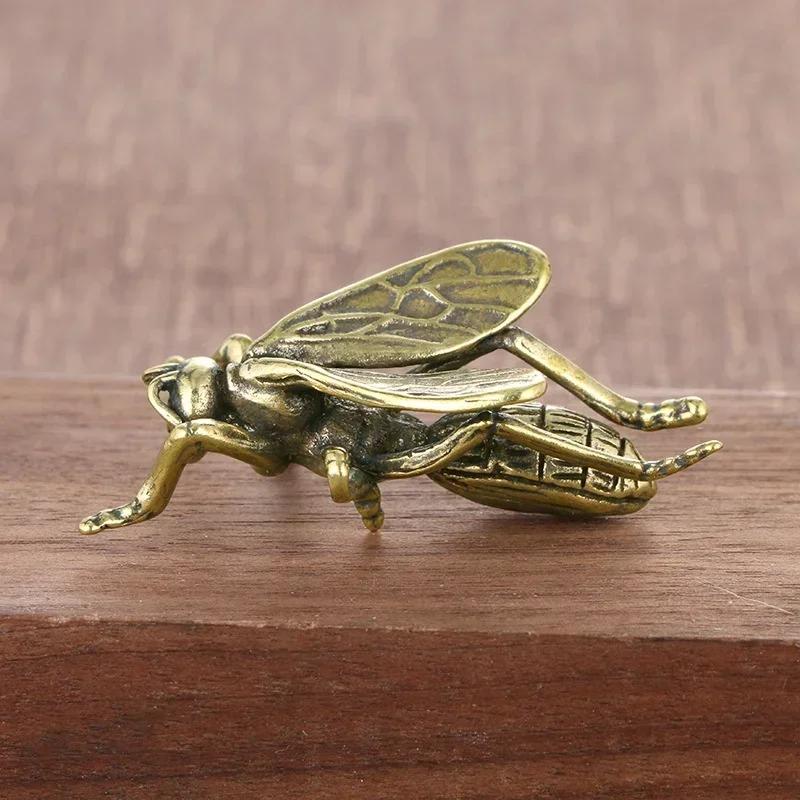 Figurine de albine insecte din alamă solidă, miniaturi, ceai pentru animale de companie, artizanat, colecție, ornamente mici pentru desktop, accesorii de decorare pentru casă