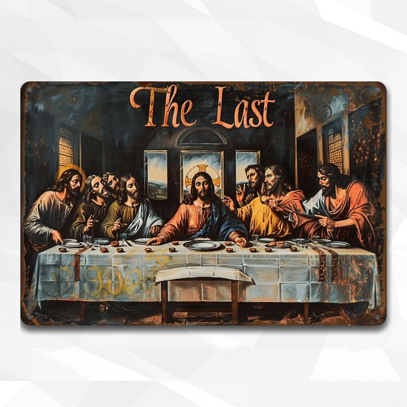 The Last Supper Vintage Aluminum Metal Wall Art PreDrilled Home Coffee Decor Gift 20x30cm(7.8x11.8inch)