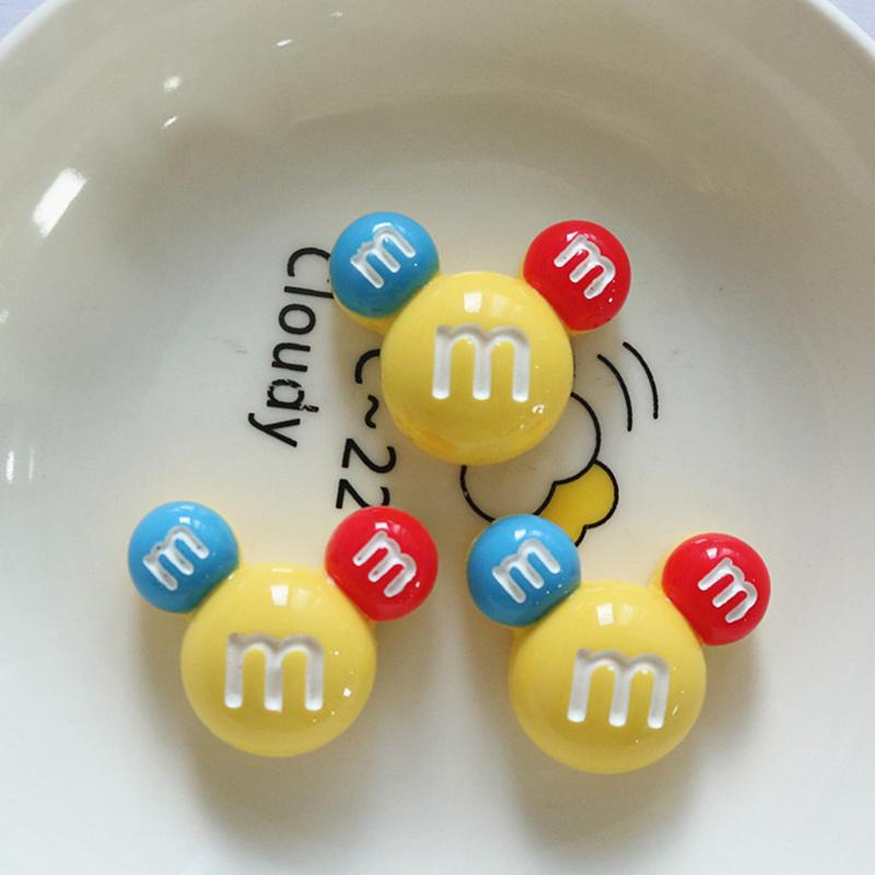 10 Pcs New Cute Bright Surface Cartoon M Beans Colour Candy Resin Scrapbook Diy Jewelry Children Party Hairpin Accessories A88
