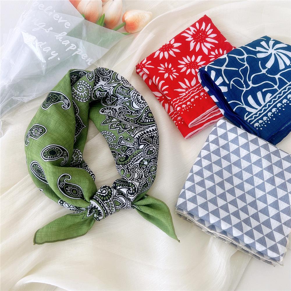 55 Cashew Cotton Linen Versatile Square Scarf - Women's Lightweight Summer/Autumn Accessory