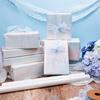 17" X 120" Wrapping Paper Roll Love Theme Dream Blue Shining Color Happy Birthday for Birthday Wedding Baby Shower Party Decor