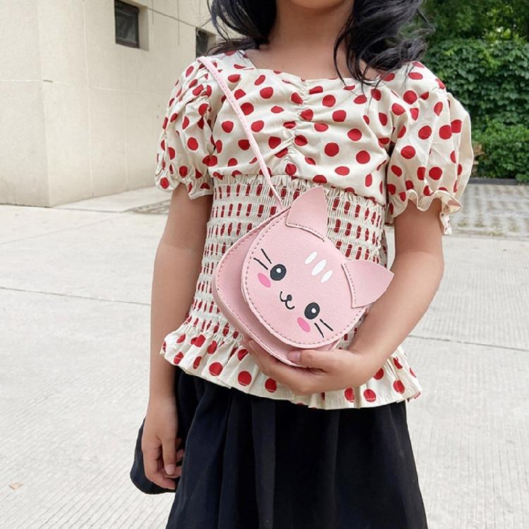 Unique Cats Pattern Shoulder Bag For Children Compact Size Adjustable Strap Crossbody Bags Girls Fashionable Mini Purse