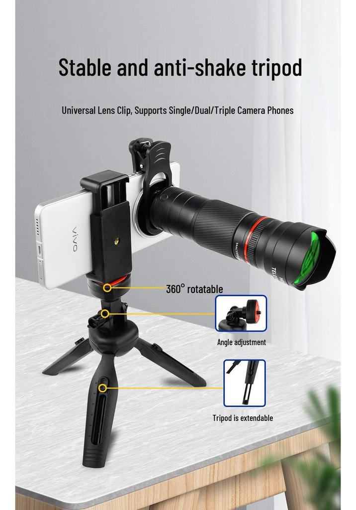 Telescop pentru telefon mobil 40x: Diafragmă Mare, Mărire Ridicată, Obiectiv Retractabil HD pentru Fotografie de Concert