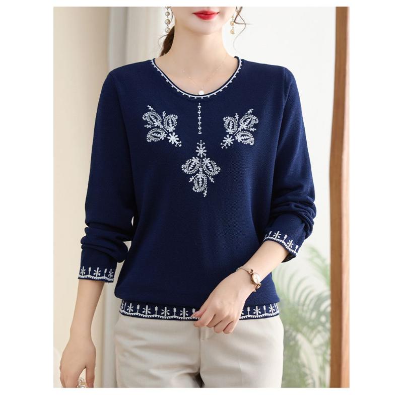 Dámský nový podzimní prošívaný pulovr s kulatým výstřihem, základní všestranný top, pletený svetr