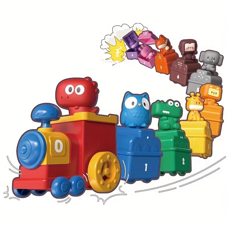 Toddler Learning Toy for Infants Aged 18 Months, Cognitive Dinosaur Number Train Learning Toy, Soft Gel Dinosaur Finger Puppets,Christmas Gifts