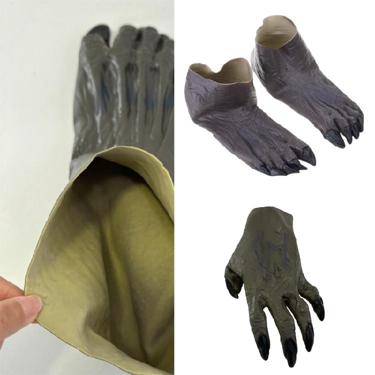 Werewolf Shoe Covers Latex Werewolf Hand/Foot Costume Halloween Werewolf Gloves