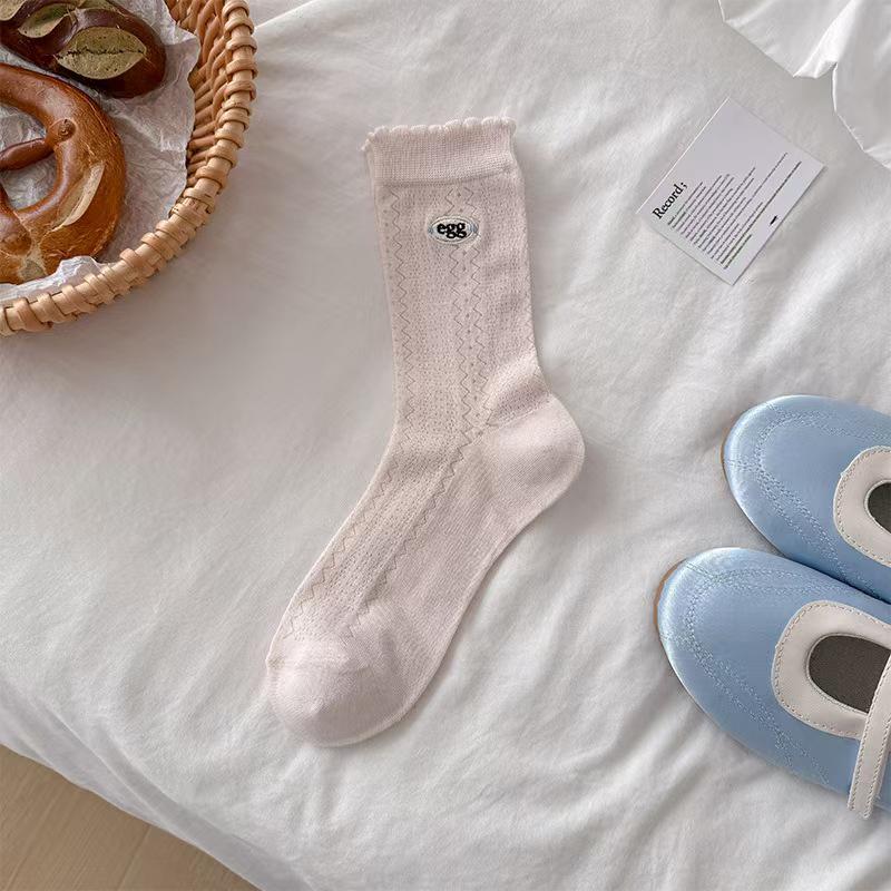 

Spring & Summer Korean Style Embroidered Ruffle Mesh Socks One Size