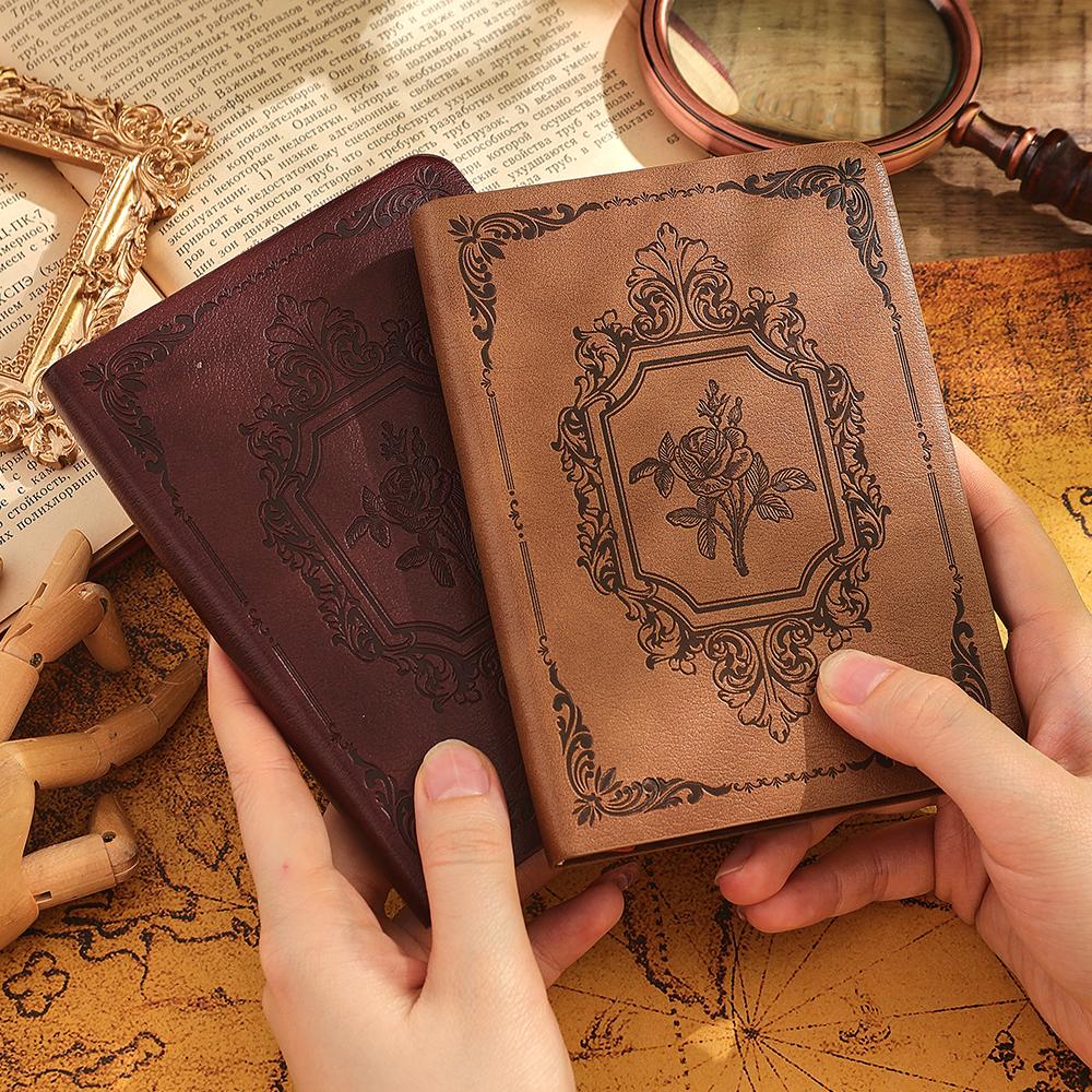 144 Sheets A6 Vintage PU Leather Journal Book Lightweight Lined Thick Paper Notebook Writing Diary Monthly Schedule Weekly Planner