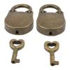 2sets Gold Mini Padlocks with Keys Bronze Hanging Lock with Key Storage Cabinet Padlock  For Handbag