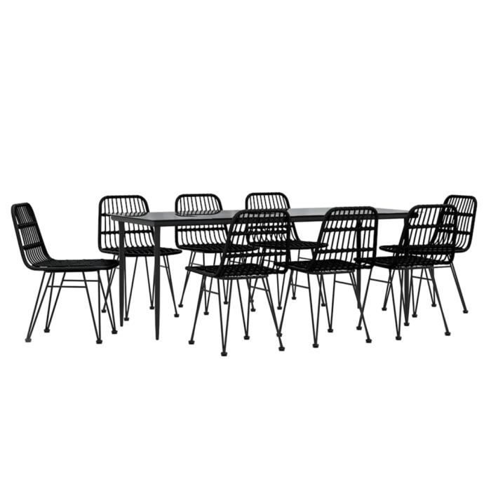 3157886 vidaXL Garden Dining Set 9 Pcs Black Wicker