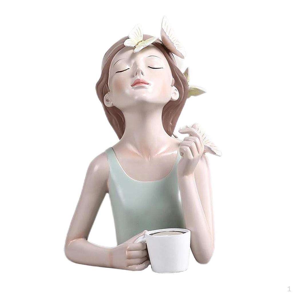 Butterfly Fairy Figures Girl Figurines Resin Tabletop Statues Creative Characters with Metal /