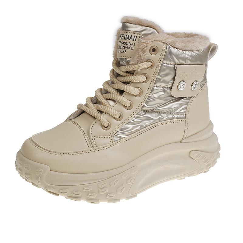Fleece High-top Snow Boots for Women's Winter New Student Ins Korean Version of Warm Casual Platform Cotton Shoes P6011