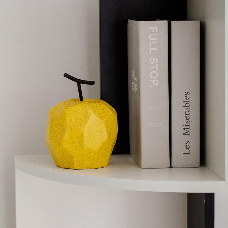 Ceramic Crafts Pear Sculpture Geometric Surface Apple Pear Statue Home Decor Pear Apple Ceramic Decor Abstract Fruit Ornaments