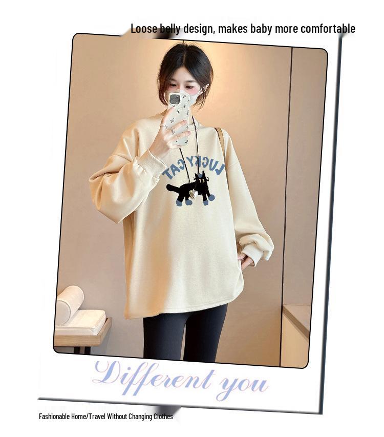Trendy Maternity Sweatshirts - Loose, Stylish, Belly-Covering Wear for Moms, Autumn/Spring 2025.