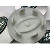 (Matt Silver and Green Land Rover Caps) Sets of 4 Land Rover Alloy Wheel Caps 63mm S