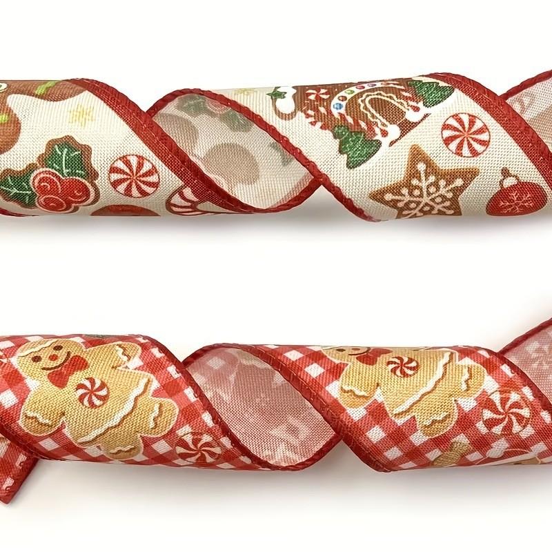 Unique Christmas Decoration Red Burlap Ribbon With Adorable Gingerbread Man Prints For Seasonal Styling