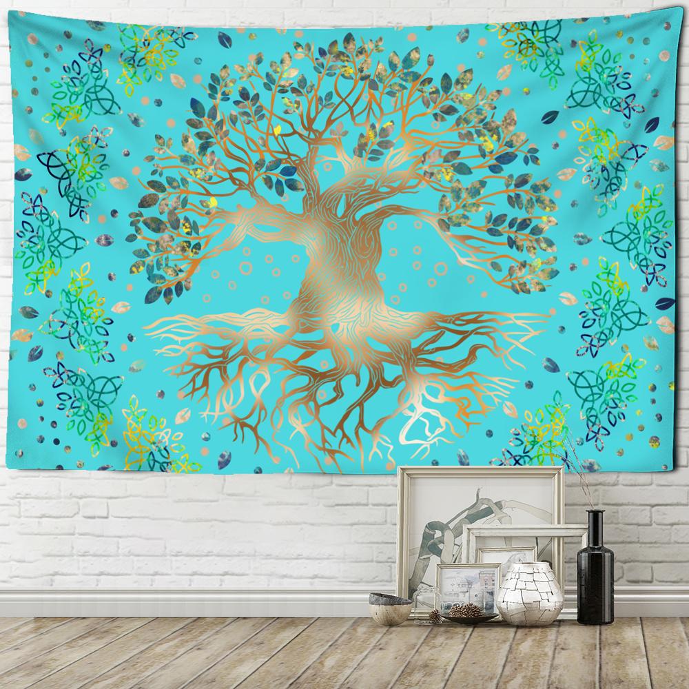 Light Green Life Tree Tapestry Wall Hanging Bohemian Psychedelic Witchcraft Mysterious Living Room Dormitory Home Decor