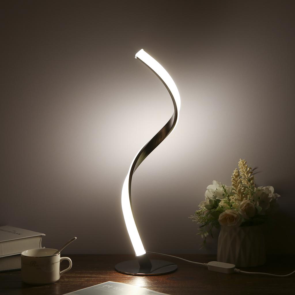Neoglint 10W Spiral LED Table Light Dimmable 3 Lighting Colors Bedside Desk Lamp Nightstand Lamp for Bedroom Living Room