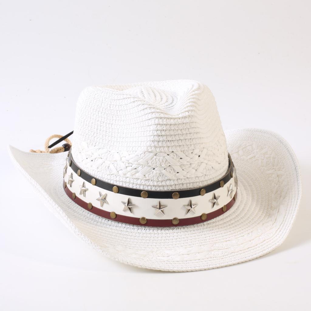 Popular European and American classic straw woven western cowboy hat men's and women's outdoor fashion OL wind woven top hat