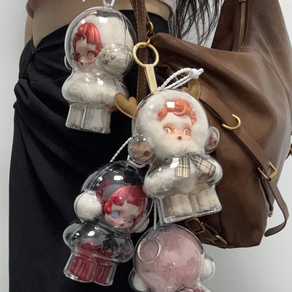 1/2 STÜCK Acryl Transparent Schutzhülle Puppen Staubschutz Aufbewahrungskoffer mit Riemen für Skull Panda Winter Movement für SP Puppe