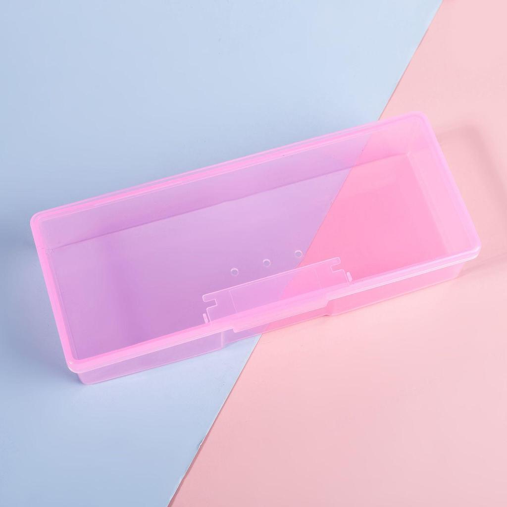 Nail Art Storage Box: Pink Transparent Plastic Organizer for False Nails, Makeup, and Tools