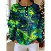 Women's Plus Size Sweatshirt with Colorful Starry Sky Fluid Print