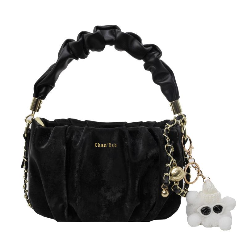 Neue Tasche Damenmode Umhängetasche Vielseitige Lässige Ketten-Schultertasche Einfarbig Tragbare Plissierte Tasche