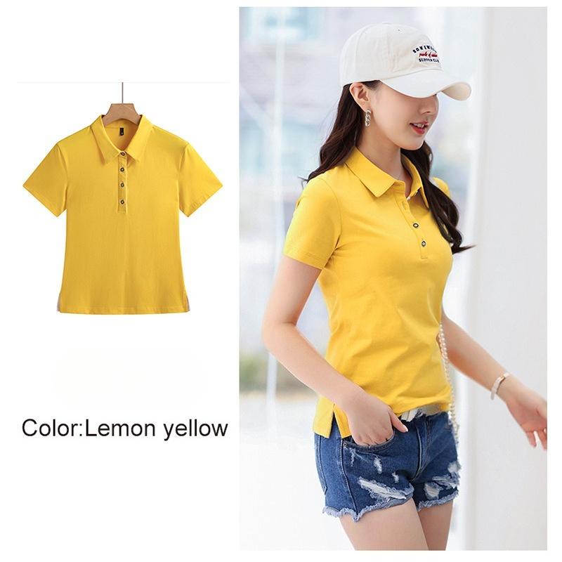 Summer Solid Color Notch Lapel Korean Style Fitted Women's Short Sleeve T-Shirt Simple and Fashionable Top