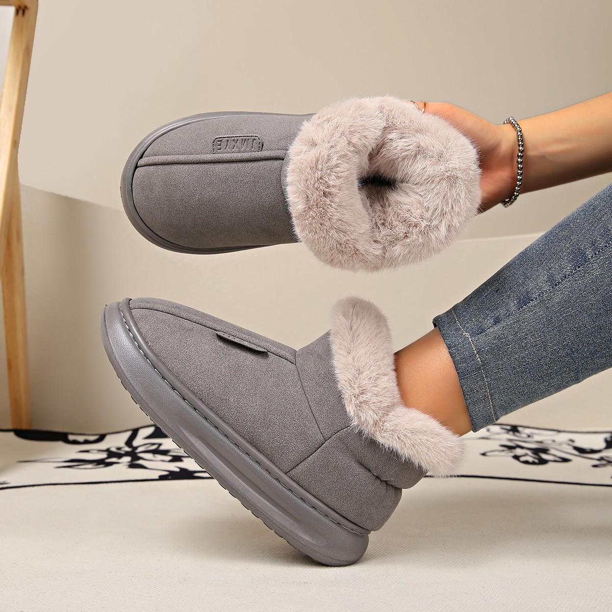 

Женские зимние ботинки осень и зима новые толстоподошвенные верхняя одежда мех интегрированные короткие ботинки утолщенные хлопковые туфли на одной педали женские 44-45