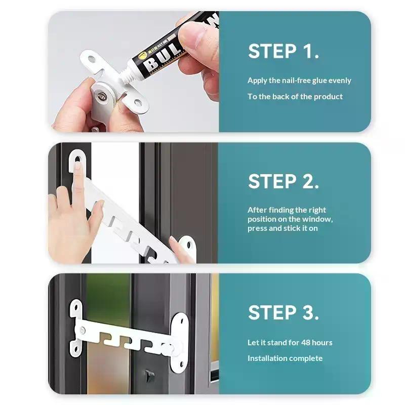 1Pc Adjustable Window Stopper Lock Limiter Latch Wind Brace Stay Position Stopper Casement Window Sash Blocking Lock