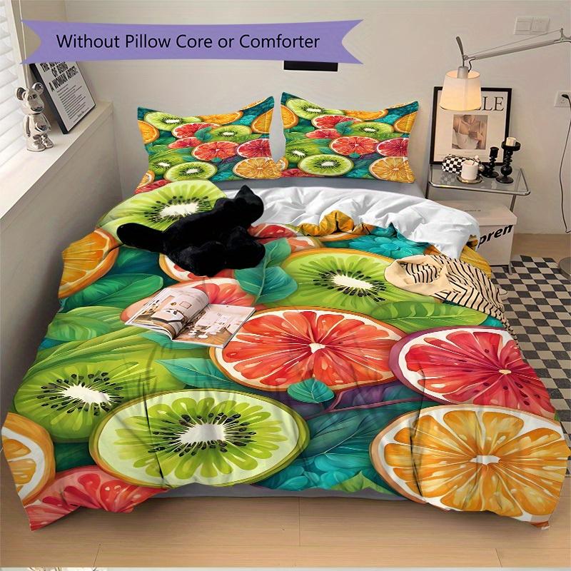 3pcs Fruit Bedding Cover Set, Fashion Classic Popular Print Bedding Set, Soft Comfortable, All - Season Use, For Bedroom107