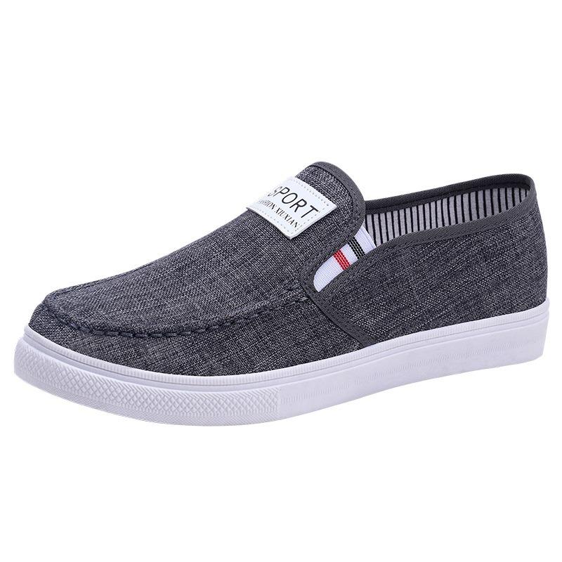 New Male Student Denim Canvas Shoes One-pedal Single Shoes Casual and Comfortable Old Beijing Linen Flat Baseplate Shoes