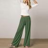Women's Elastic Waist Wide Leg Pants Baggy Casual Stretch Palazzo Pants With Pockets