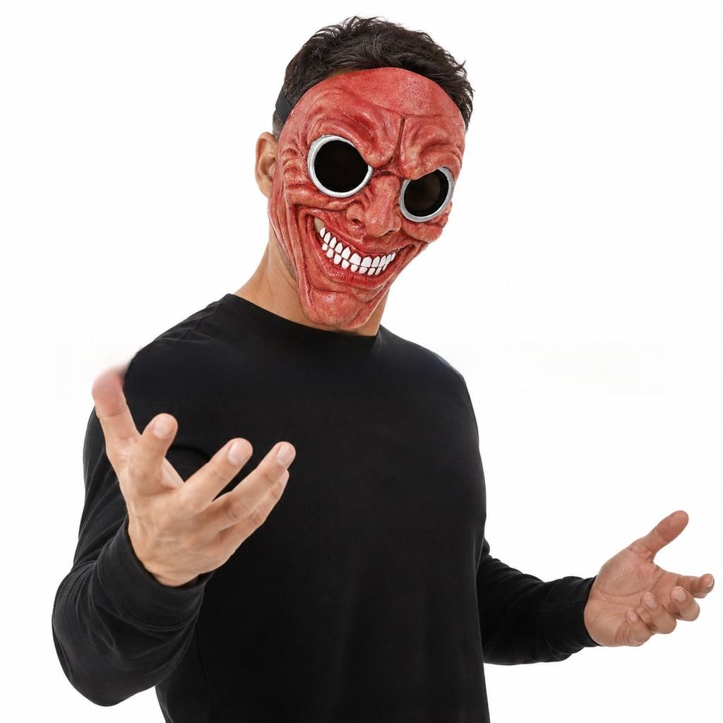 Latex-Clownmaske Halloween Cosplay Lustige Schwarze Augen Rotes Gesicht Requisite Für Partys