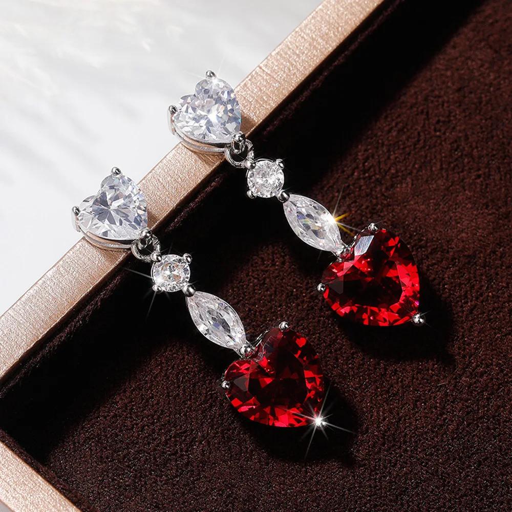 2026 Gorgeous Red CZ Women's Cubic Zirconia Earrings, Bright and Elegant   Engagement Wedding Party Jewelry