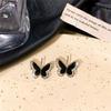 Black Enamel Women's Small Earrings Crystal Side Mini Butterfly Lovely Animal Shape Tiny Stud Earrings for Girls boucle d'oreill
