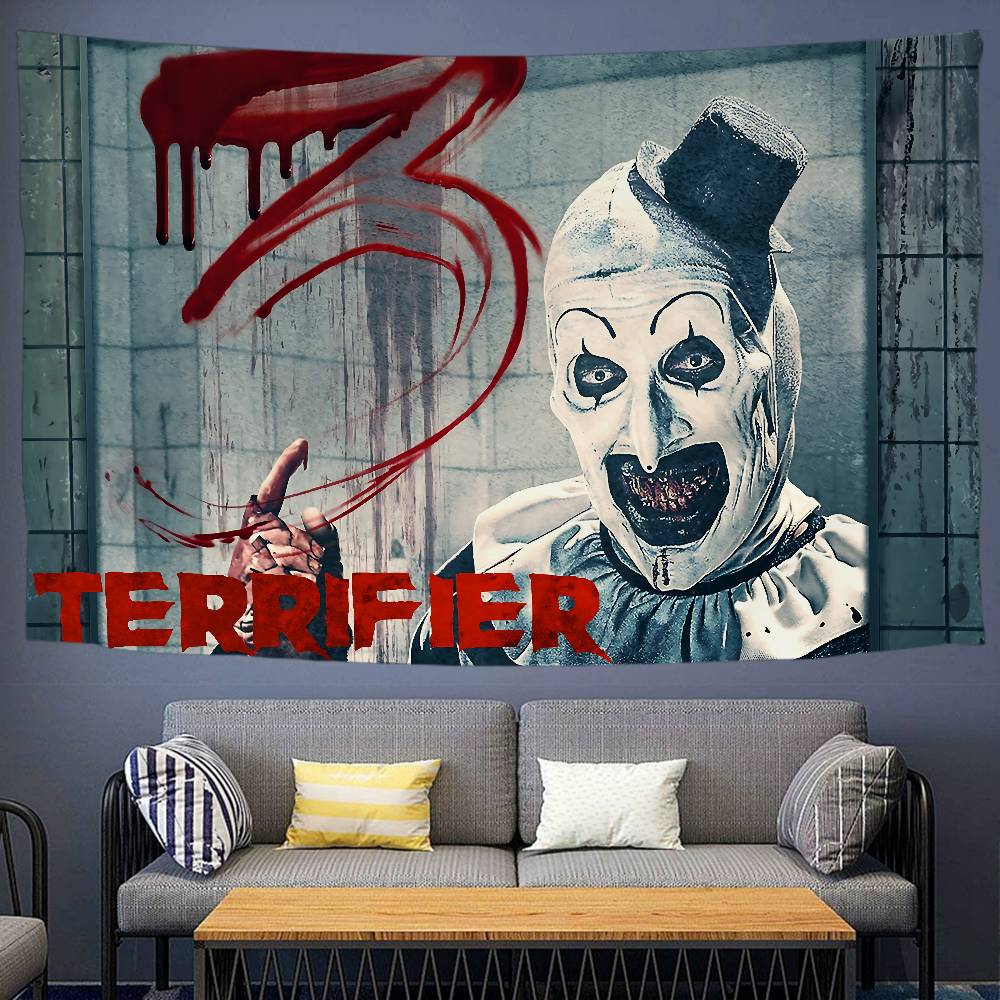 TTerrifier 3 Horror-Clown Film Gedruckter Wandteppich Indischer Buddha Wanddekoration Hexerei Böhmisch Hippie Dekor Decke