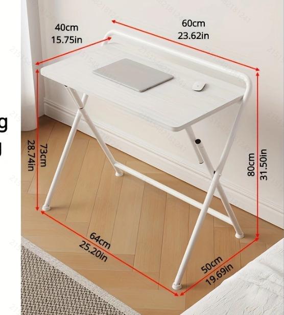Home Folding Desk Office Simple Computer Desk, Bedroom Bedside Storage Desk, Metal Frame, Large Load-bearing Capacity Save Space