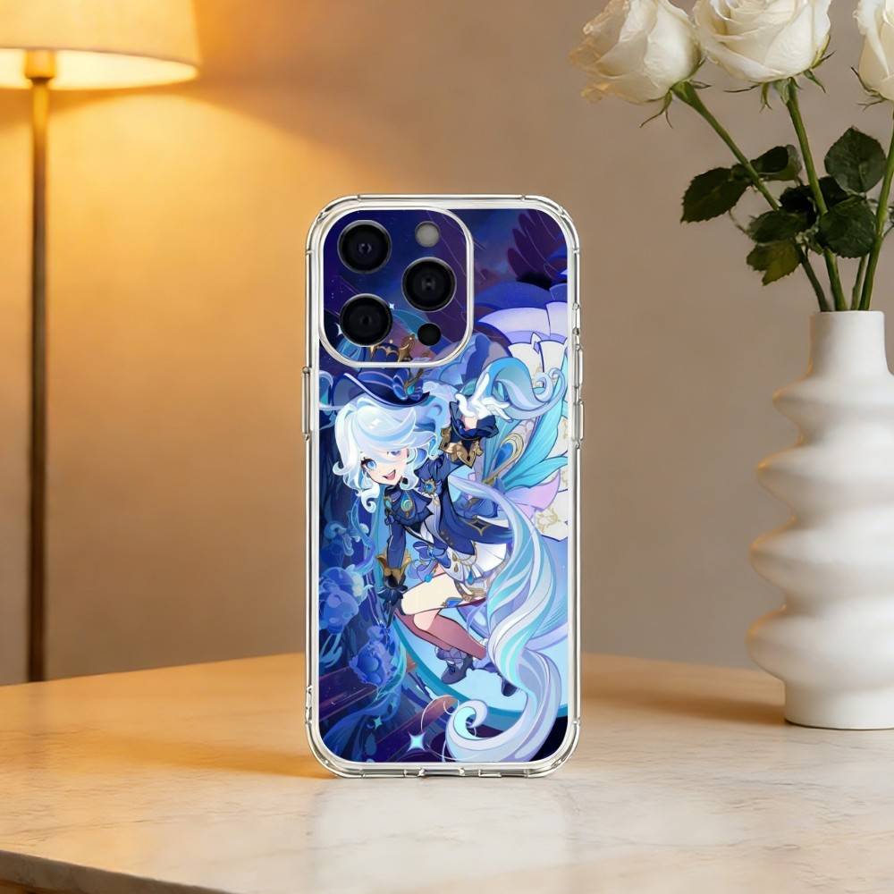 G-Genshin Impact F-Furina Phone Case For iPhone 17 16 15 14 13 12 11 Mini Pro Max Plus Transparent Cover iPhone17