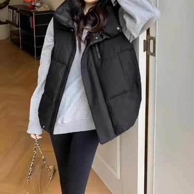 Autumn and Winter New Counter Women's Clothing Fashionable and Simple Cotton-padded Vest Warm Cotton Jacket
