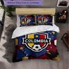 Colombia Football Pattern 3 Pieces Bedding Set Soft Microfiber Duvet Cover with Pillow Cases for Bedroom
