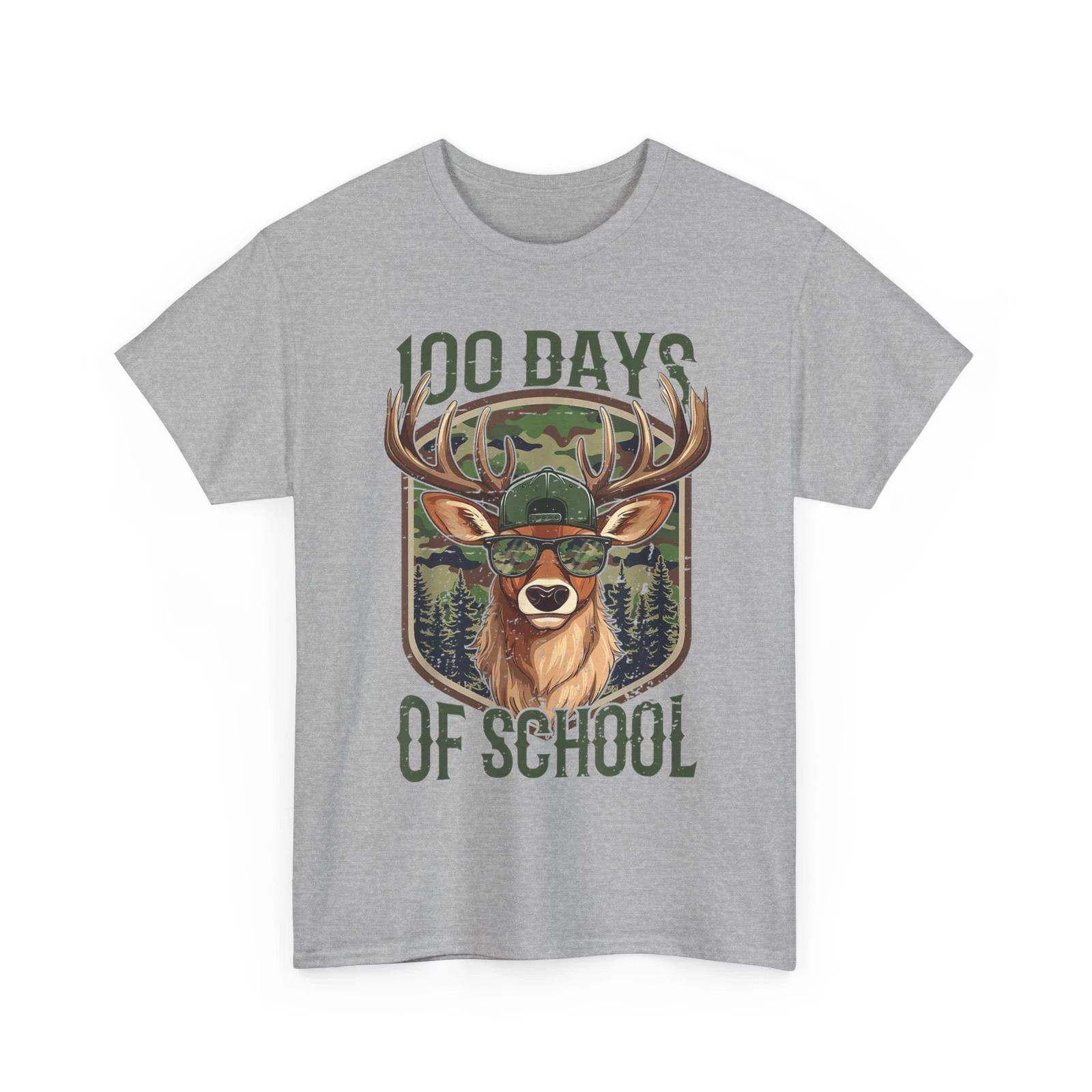 Deer 100 Days of School Shirt Student Boys Teacher 100th Day T-Shirt 4XL