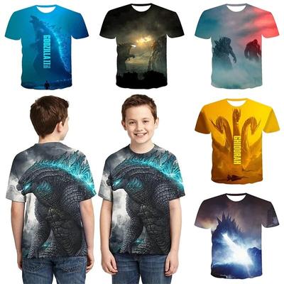 Tričko Godzilla Vs Monster King Kong Tričko s digitálnou 3D potlačou Cartoon Deti Chlapci Dievčatá Letné oblečenie s krátkym rukávom Darček