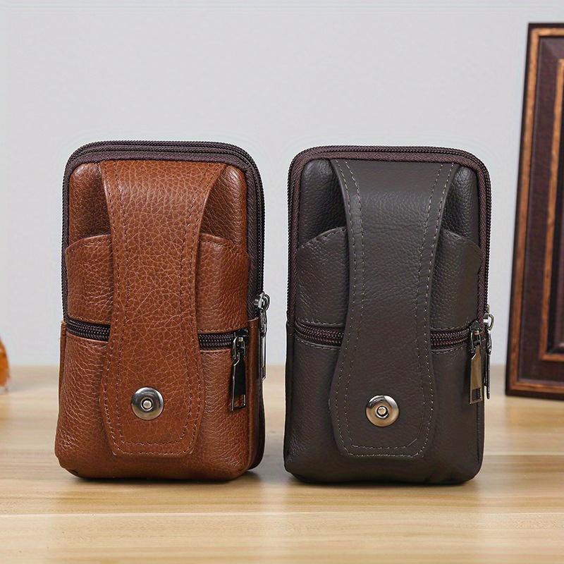Men Waist Bag Large Capacity Belt Bag Brown Shoulder Bags Crossbody Bags Multi-layer Buckle Mobile Phone Bag Bum Pouch