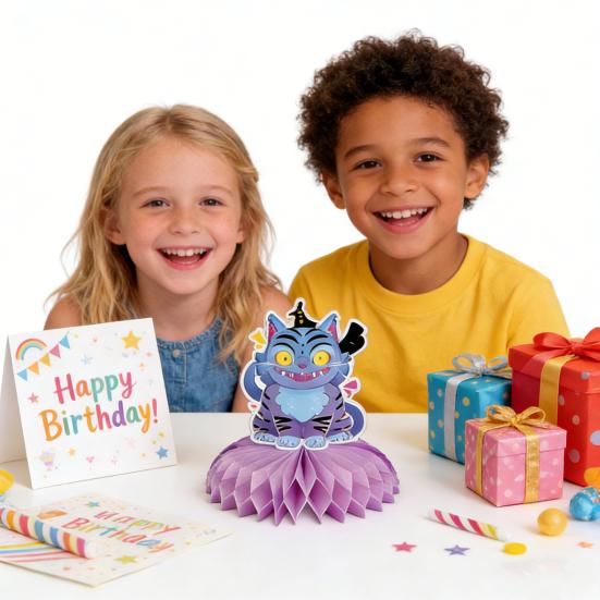 Anime Theme Birthday Party Decorations Cartoon 3D Honeycomb Centerpiece Folding Paper Tabletop Ornament for Kids Party Supplies