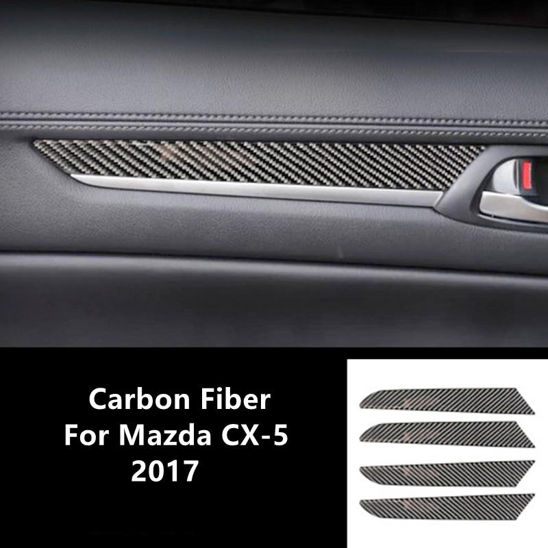 Car Door Windows Control Panel Door Bowl Handle Cover Trim Strips Carbon Fiber Stickers For Mazda CX-5 Car Interior