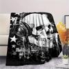 Skull and Love Print Flannel Blanket,High quality Comfortable for All Seasons,Home Decor,Warmth and Comfort,Perfect for Christmas Gifts