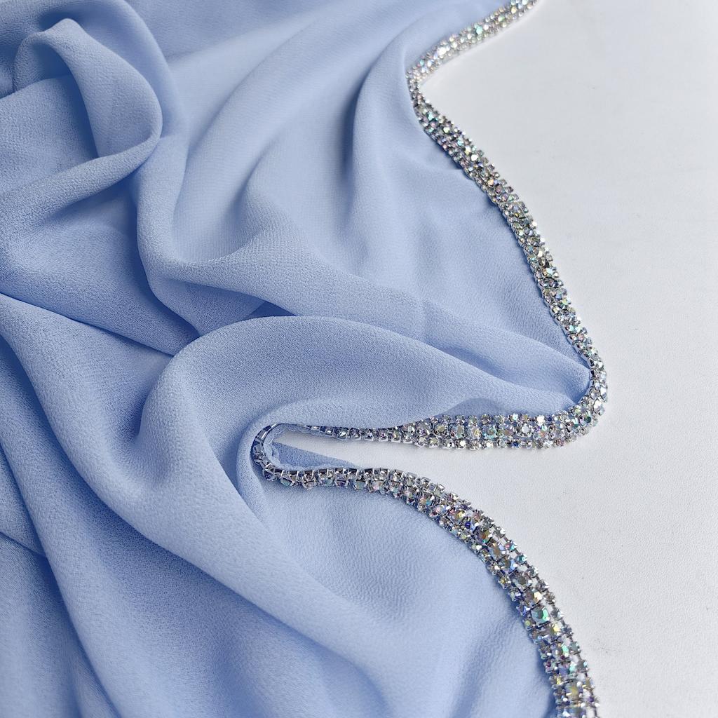 Luxury Sparkling Diamonds Long Side Scarf Women Muslim Long Scarves Light Weight Soft Turban Shawl Solid Scarves 70*180Cm