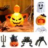 Pumpkin Night Light Halloween Light, LED Spooky Skeleton Desk Lamp, Electric Candle for Holiday Party Home Office Decoration Lamp