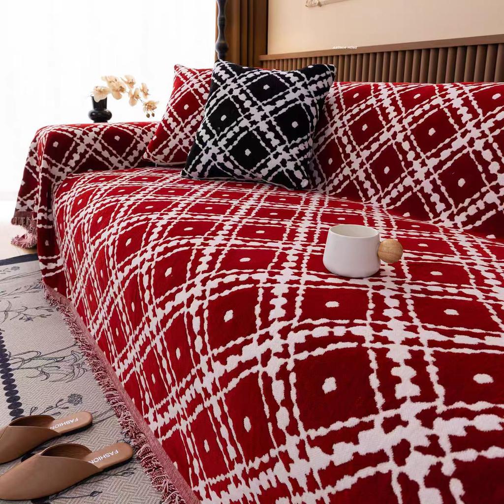Vintage Thicken Chenille Sofa Cover Sofa Blanket Simple Cushion Ins Wind Sand Hair Towel Fashion Lunch Blanket Sofa Towel